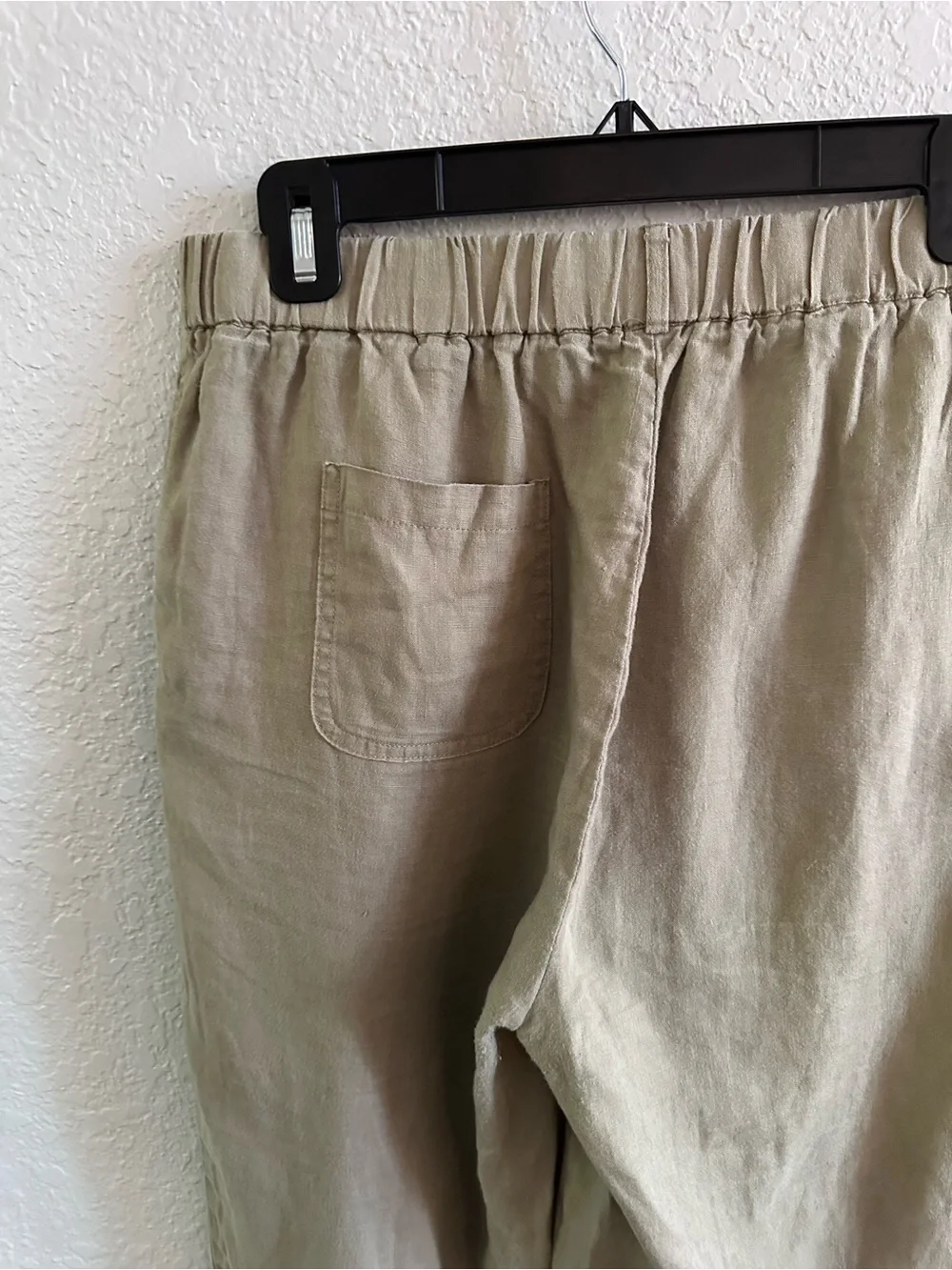 Quince 100% European Linen Pull On Pants Olive Green Elastic Waist Medium